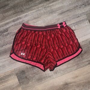 Under Armour Women's Black and Red Athletic Shorts